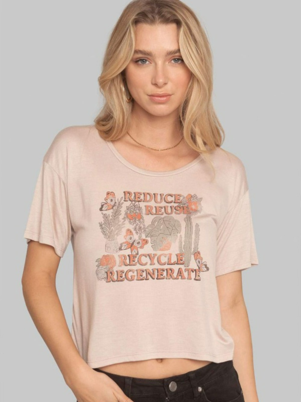REDUCE REUSE RECYCLE REGENERATE TEE - CHAMPAGNE