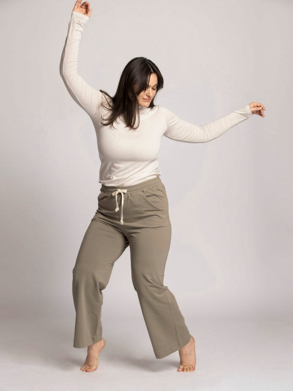 FRENCH TERRY WIDE LEG LOUNGE PANTS - SAGE FRENCH TERRY