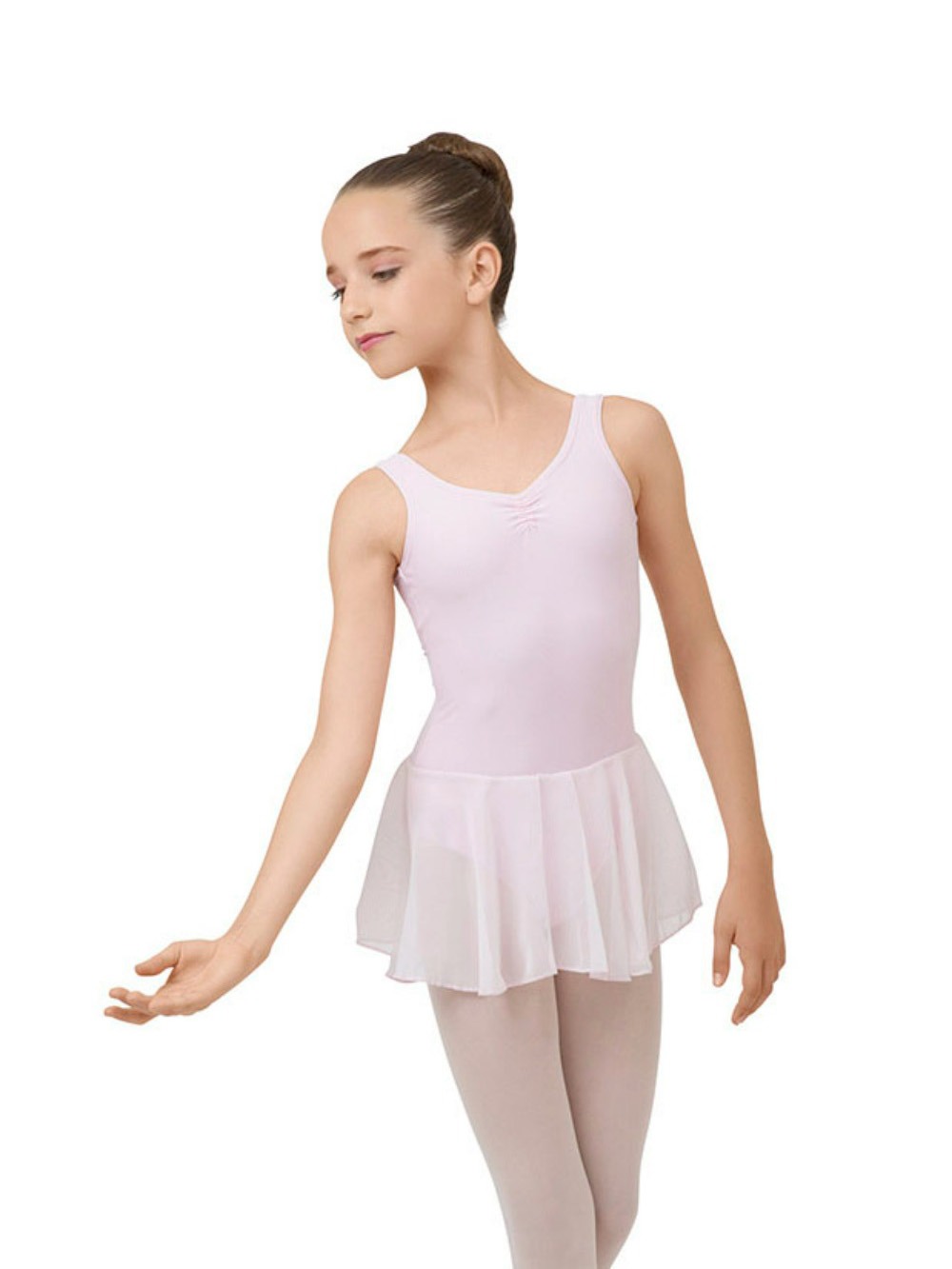 GATHERED NECKLINE TUNIC FOR GIRLS - PALE PINK
