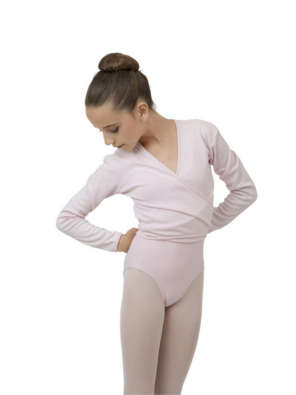 GIRLS WRAP-OVER TOP - PALE PINK
